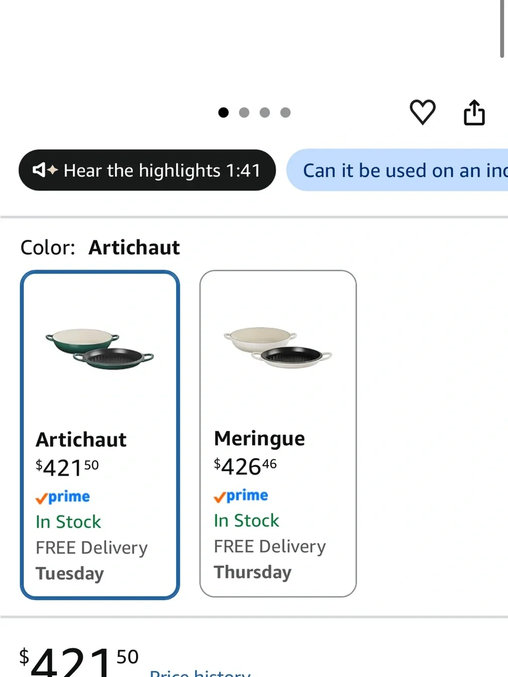 Le Creuset Green Cast Iron Braiser with Grill Pan Lid